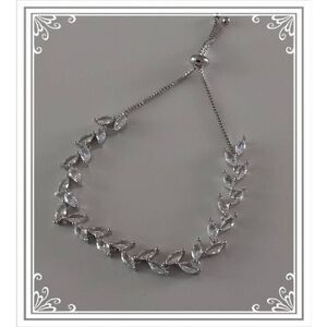 Gorgeous 7.5 Ct. Marquise Cut Sim Diamond Vine Design Bolo Bracelet~18KWGP~New